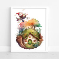 Happy Gnome Travel Earth House | Poster