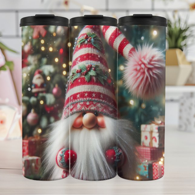 Happy Gnome with Striped Hat Thermal Tumbler (Creator Uploaded)