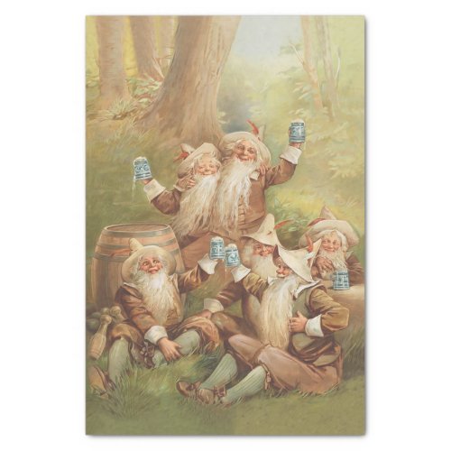 Happy Gnomes Antique advertisement for beer 1898 Tissue Paper