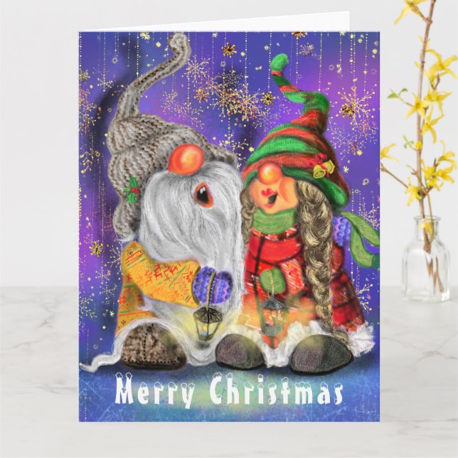 Happy Gnomes Christmas Cards (Yellow Flower)