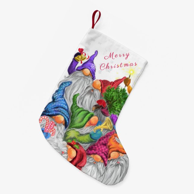 Happy Gnomes Christmas Stocking (Front (Hanging))