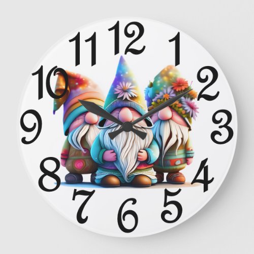 Happy Gnomes  Large Clock