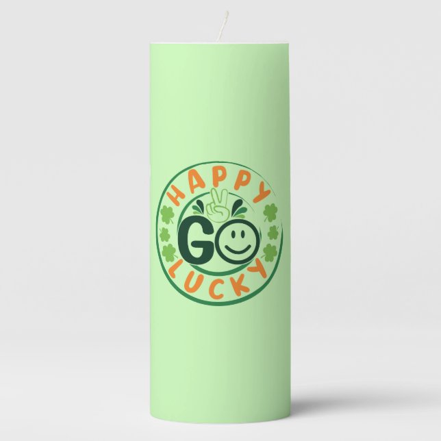 Happy Go Lucky-52904 Pillar Candle (Front)