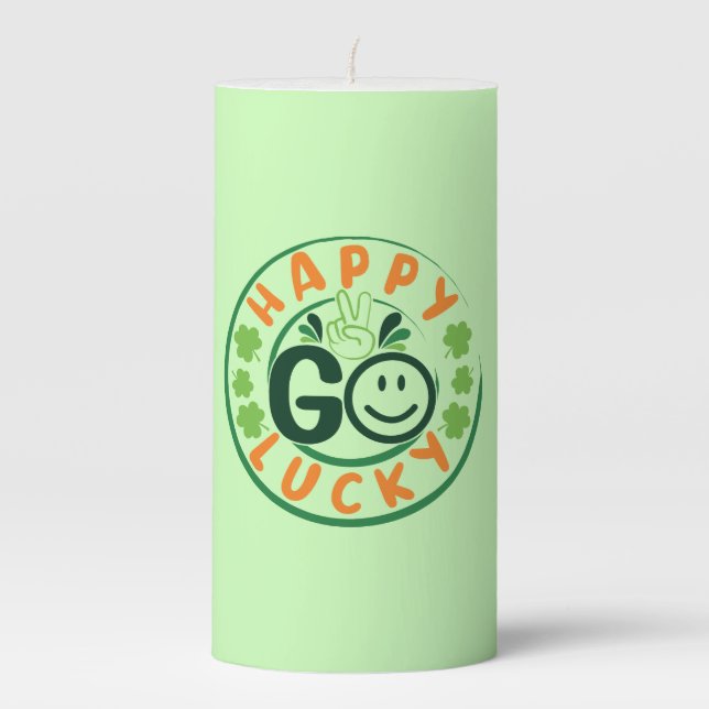 Happy Go Lucky-52904 Pillar Candle (Front)