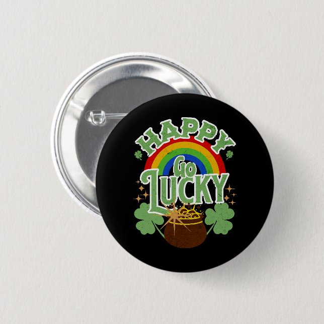 Happy Go Lucky Button (Front & Back)