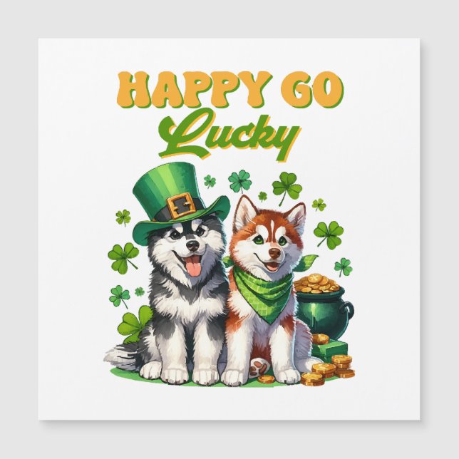 Happy Go Lucky Cute Husky St. Patricks Day (Front)