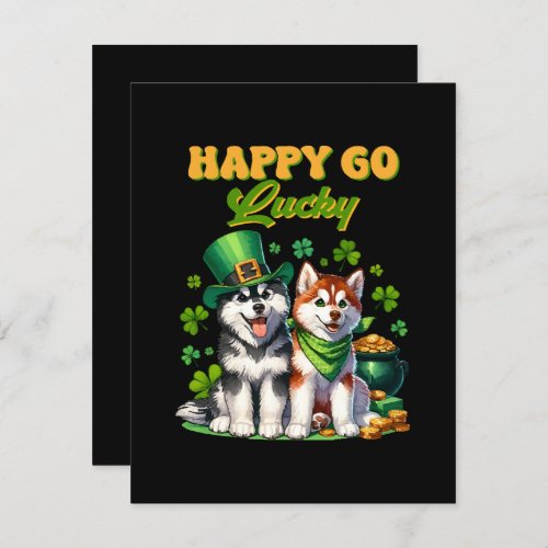 Happy Go Lucky Cute Husky St Patricks Day Enclosure Card