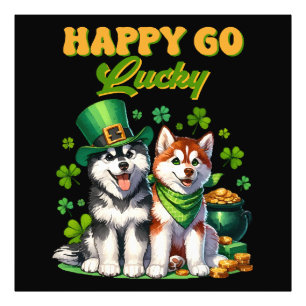 Happy Go Lucky Cute Husky St. Patricks Day Photo Print