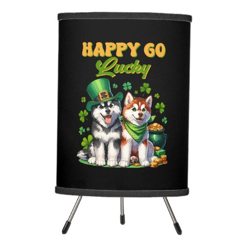 Happy Go Lucky Cute Husky St Patricks Day Tripod Lamp