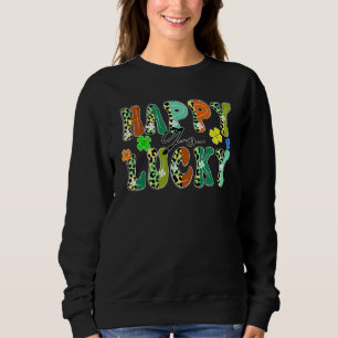 Happy Go lucky Leopard design St patrick's day clo Sweatshirt