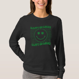 Happy Go Lucky Retro Groovy St Patricks Day Funny  T-Shirt