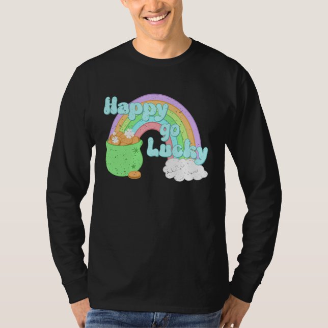 Happy Go Lucky St Patrick s Day Rainbow For Boys G T-Shirt (Front)