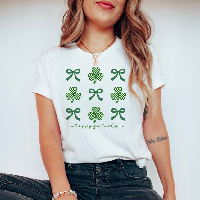 Happy Go Lucky St Patrick's Day Coquette Style T-Shirt (Creator Uploaded)