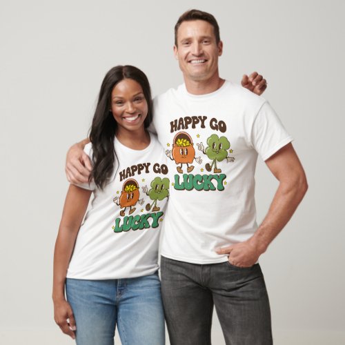 Happy Go Lucky St Patricks Day Gold Sublimation T_Shirt