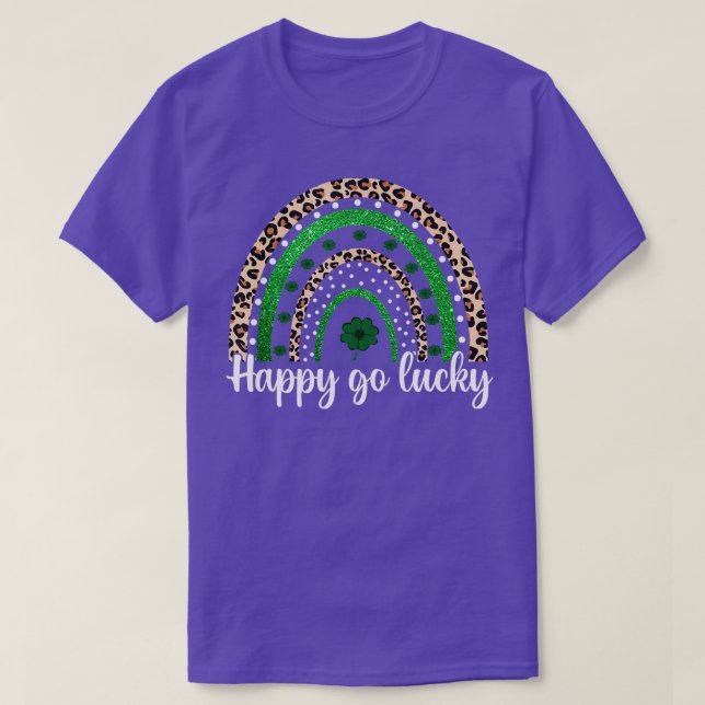 Happy Go Lucky St Patricks Day Rainbow Lucky Clove T-Shirt (Design Front)