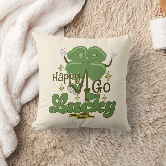 Happy Go Lucky St. Patrick's Day Throw Pillow (Blanket)