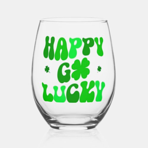 HAPPY GO LUCKY STEMLESS WINE GLASS 16 OZ