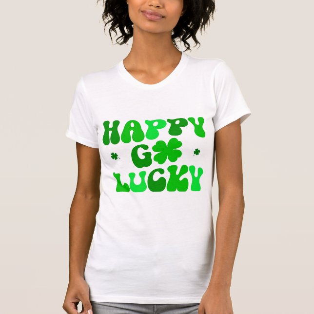 HAPPY GO LUCKY Women’s Tshirt shamrocks  (Front)