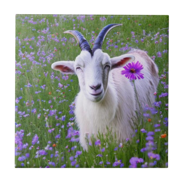 Happy Goat  Ceramic Tile (Front)