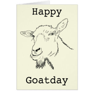 Happy Goat Day Funny Quirky Animal Art Drawing Cards