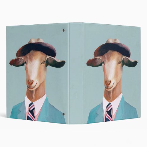 Happy Goat Men  Blue Background  3 Ring Binder