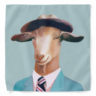 Happy Goat Men Blue Background Bandana