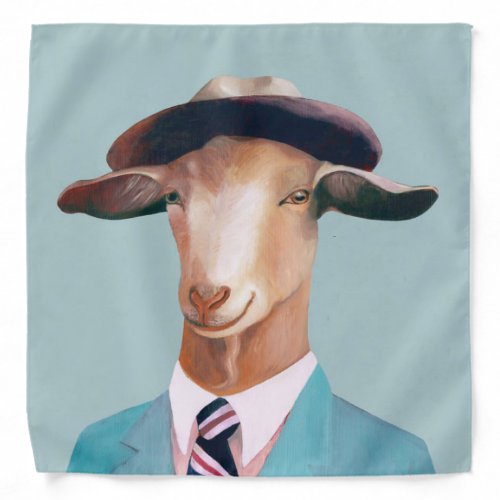 Happy Goat Men  Blue Background  Bandana