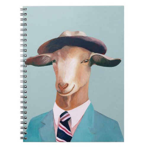 Happy Goat Men  Blue Background  Notebook