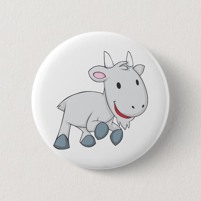 Happy Goat Pinback Button (Front)