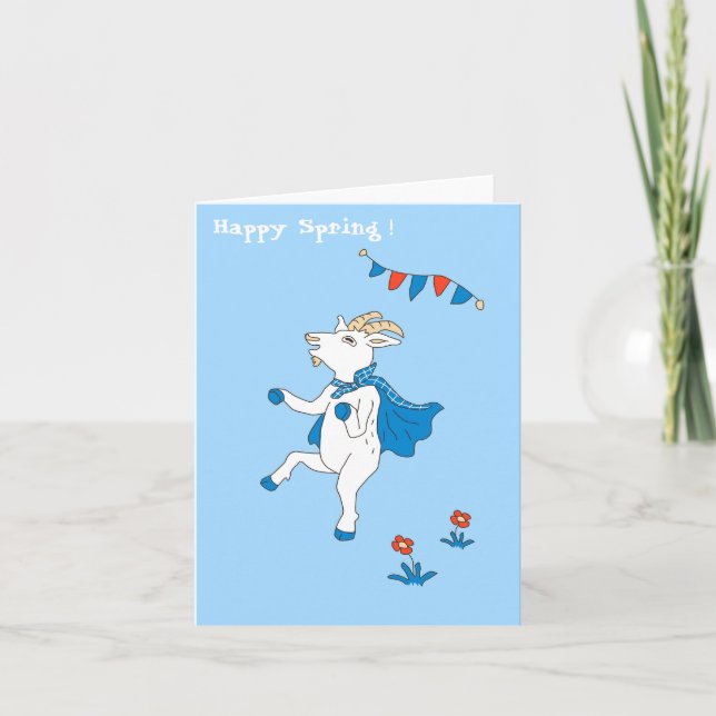 Happy Goat Spring Greeting Card (Front)