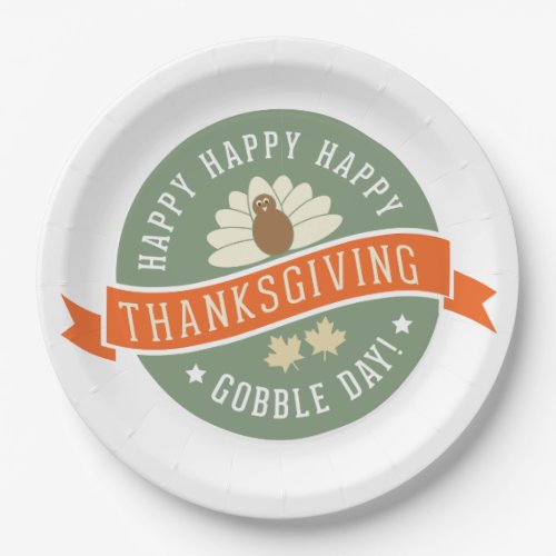 Happy Gobble Day Thanksgiving Holiday Paper Plates