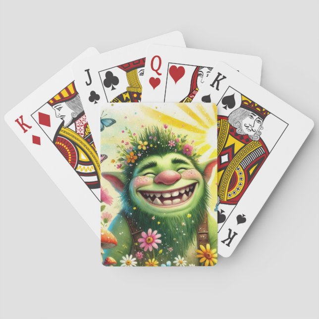 happy Goblin Boy Smiling Poker Cards (Back)
