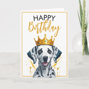 Happy Gold and Black Dalmatian Birthday Card