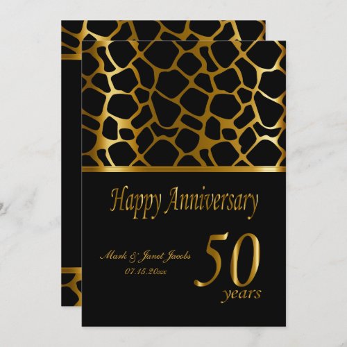 Happy Golden 50th Anniversary  Giraffe Pattern Invitation