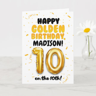 Happy Golden Birthday, 10th Birthday Card for Kids