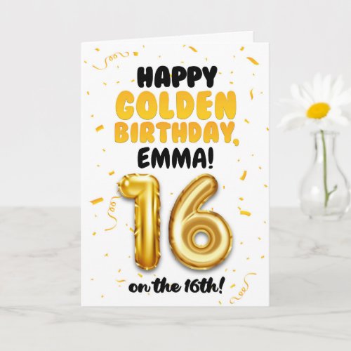 Happy Golden Birthday, 16th Birthday Card for Teen