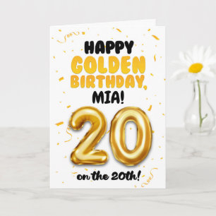 Happy Golden Birthday, 20th Birthday Card 