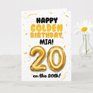 Happy Golden Birthday, 20th Birthday Card 