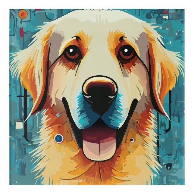 Happy Golden Retriever Acrylic Print (Front)