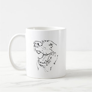 Happy Golden Retriever Coffee Mug Ink Illustration