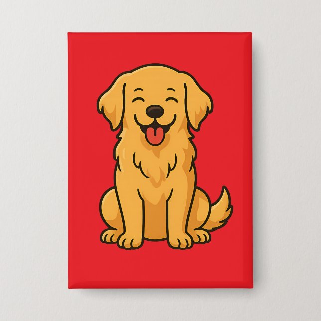 Happy Golden Retriever Dog – Cute Funny Pets Button (Front)