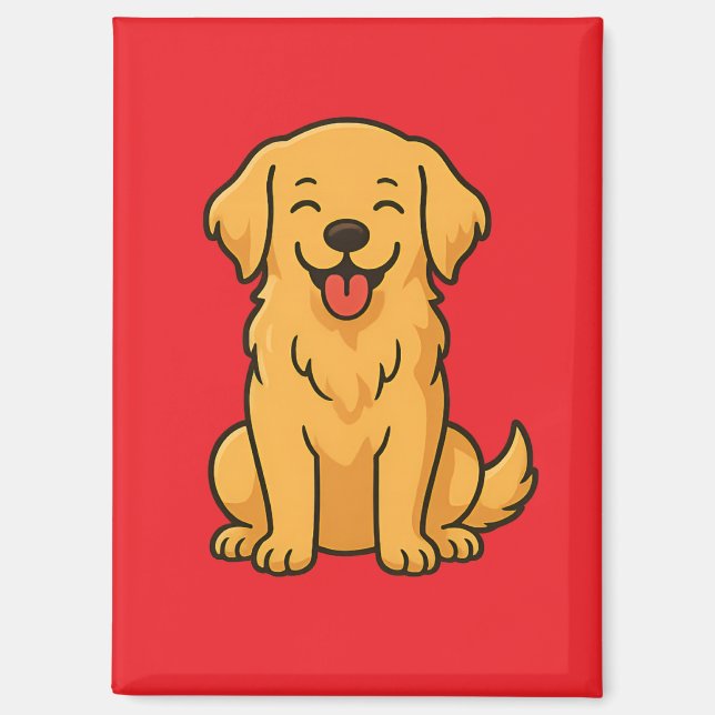 Happy Golden Retriever Dog – Cute Funny Pets Magnet (Front)