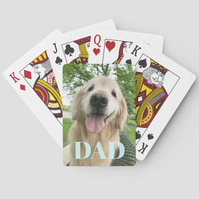 Happy Golden Retriever Dog Father's Day Poker Cards (Back)