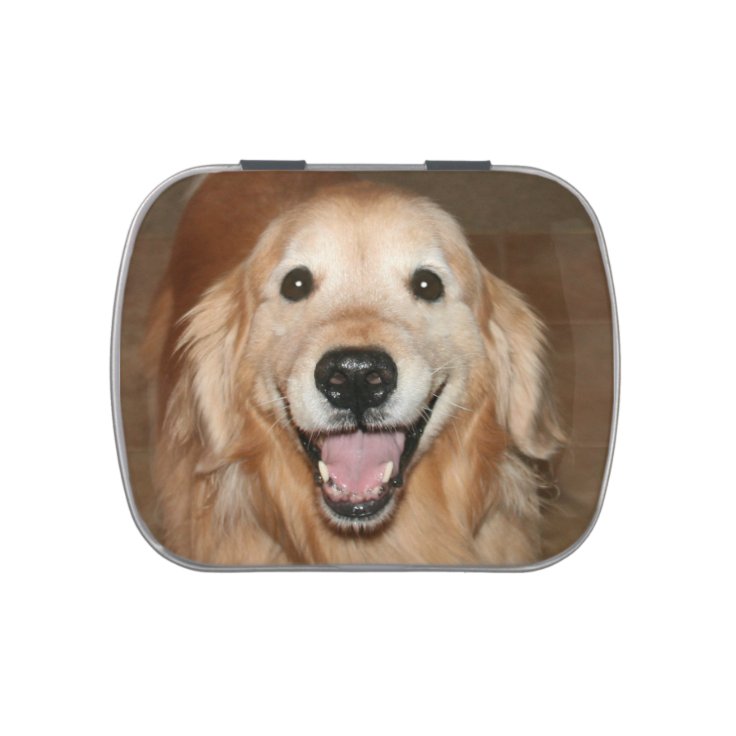 Happy Golden Retriever Dog Jelly Belly Candy Tin | Zazzle