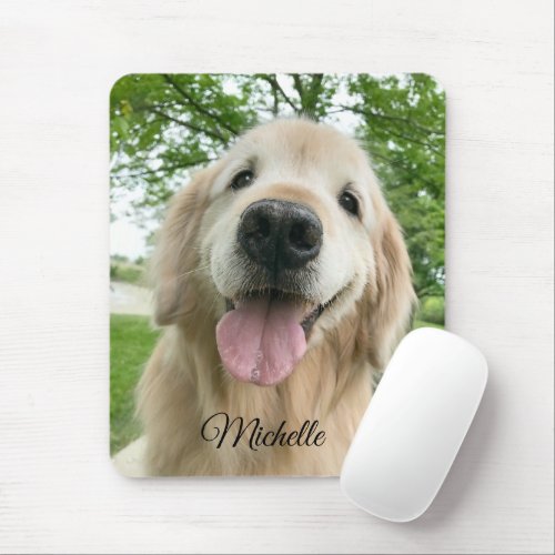 Happy Golden Retriever Dog Personalized Mouse Pad