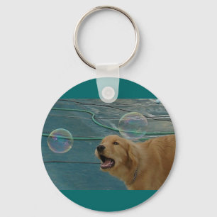 Happy Golden Retriever Keychain