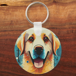 Happy Golden Retriever Keychain
