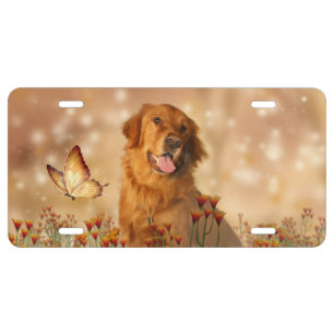 Happy Golden Retriever License Plate