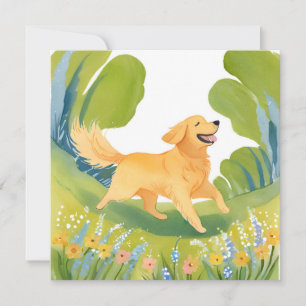 Happy Golden Retriever Light Watercolor Card