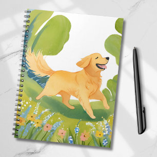 Happy Golden Retriever   Light Watercolor Card Notebook